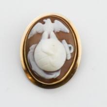 14KYG Marine Corps Cameo Pin/Pendant