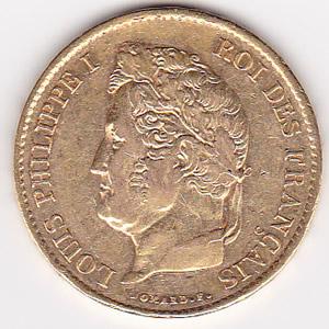 France 40 francs gold Louis Philippe I 1831-1838