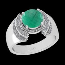 2.43 Ctw VS/SI1 Emerald and Diamond 14K White Gold Engagement Halo ring (ALL DIAMOND ARE LAB GROWN )
