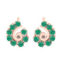 0.63 Ctw VS/SI1 Emerald and Diamond 14K Rose Gold Stud Earrings (ALL DIAMOND ARE LAB GROWN)