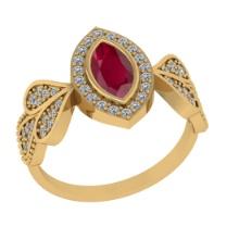 0.83 Ctw VS/SI1 Ruby and Diamond14K Yellow Gold Engagement Ring