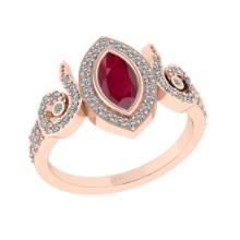0.93 Ctw VS/SI1 Ruby and Diamond14K Rose Gold Engagement Ring