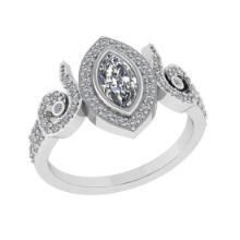 0.93 Ctw VS/SI1 Diamond 14K White Gold Engagement Ring