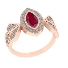 0.83 Ctw VS/SI1 Ruby and Diamond14K Rose Gold Engagement Ring