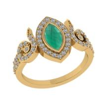 0.93 Ctw VS/SI1 Emerald and Diamond14K Yellow Gold Engagement Ring