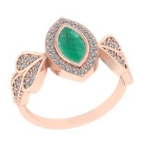 0.83 Ctw VS/SI1 Emerald and Diamond14K Rose Gold Engagement Ring