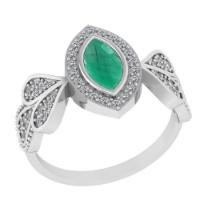 0.83 Ctw VS/SI1 Emerald and Diamond14K White Gold Engagement Ring