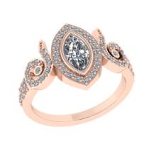0.93 Ctw VS/SI1 Diamond 14K Rose Gold Engagement Ring