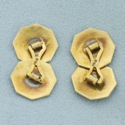 Edwardian Octagon Cufflinks In 10k Yellow Gold