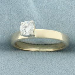 Diamond Solitaire Engagement Ring In 14k Yellow Gold