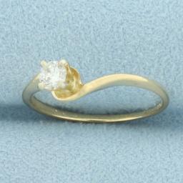 Bypass Design Diamond Solitaire Engagement Ring In 14k Yellow Gold