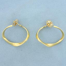Designer Large Twisting Hoop Earrings In 18k Yellow Gold