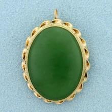 18ct Jade Pendant Or Pin In 14k Yellow Gold