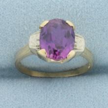 Antique 3ct Purple Sapphire Ring In 14k Yellow Gold