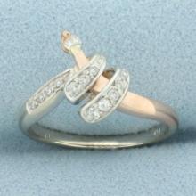 Diamond Spiral Design Ring In 14k White Gold