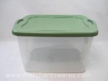 Sterilite EZ Carry Clear Storage Container, 70 Quart with Green Lid