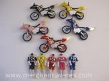 Five Power Rangers Actions Figures and Motorcycles, 1 lb 1 oz