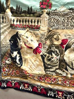 Vintage Tapestry w/ Cat Design 52" x 35"-