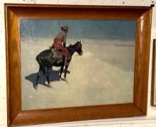 Vintage Framed Art Print Frederick Remington "The Scout Friends or Foes" 29" x 23"