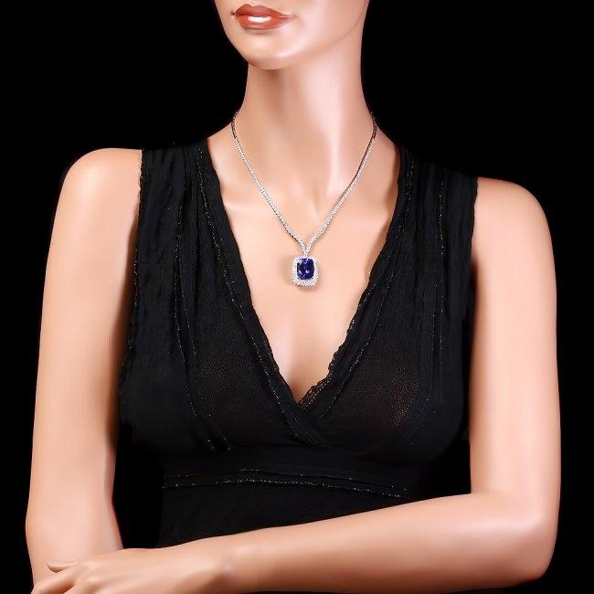 18k 17.50ct Tanzanite 7.35ct Diamond Necklace