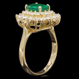 14k Gold 1.70ct Emerald 1.25ct Diamond Ring