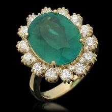 14K Gold 6.80ct Emerald 1.42ct Diamond Ring