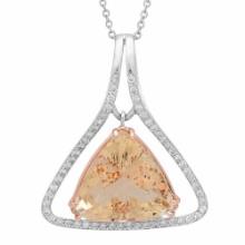 14K Gold 23.86ct Morganite1.10ct Diamond Pendant