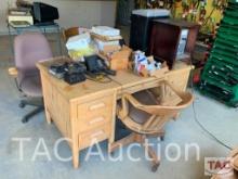 Desk Chairs, Desk, Heater, Paper Shredder and Misc Small Engine Items