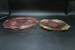 2 Pink Depression Glass Pieces