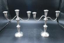 Pair of Sterling Silver Candelabras