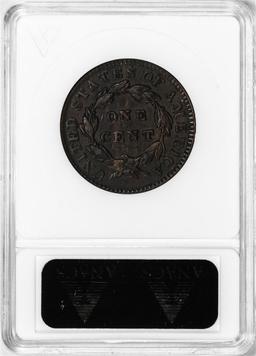 1835 N-1 Coronet Head Large Cent Coin ANACS EF40