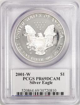 2001-W $1 Proof American Silver Eagle Coin PCGS PR69DCAM Edmund C. Moy Signature