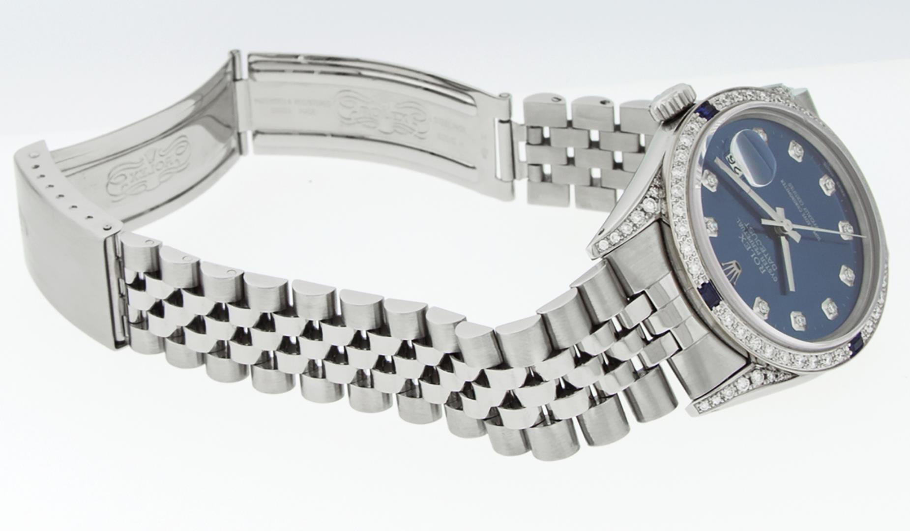 Rolex Mens Stainless Steel Sapphire and Diamond Datejust