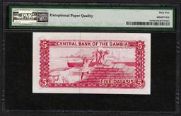1972-86 Central Bank Gambia 5 Dalasis Note Pick# 5b PMG Gem Uncirculated 65EPQ