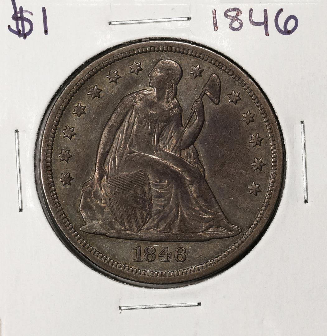 1846 $1 Seated Liberty Silver Dollar Coin