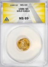 1986 $5 American Gold Eagle Coin ANACS MS69