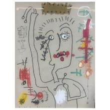 Paul Kostabi "In The Whisper of Art" Original Mixed Media on Paper