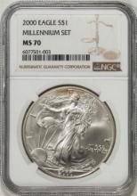 2000 Millennium Set $1 American Silver Eagle Coin NGC MS70