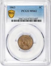 1863 Indian Head Cent Coin PCGS MS62