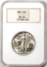 1935 Walking Liberty Half Dollar Coin NGC MS64 Old Fatty Holder