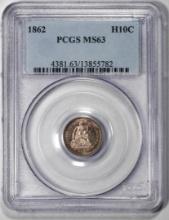 1862 Seated Liberty Half Dime Coin PCGS MS63