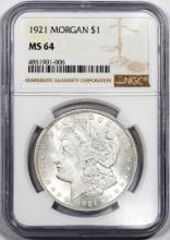 1921 $1 Morgan Silver Dollar Coin NGC MS64