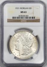 1921 $1 Morgan Silver Dollar Coin NGC MS63