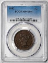 1852 Braided Hair Cent Coin PCGS MS62BN