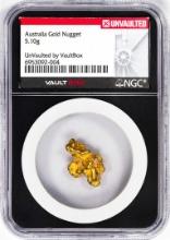 5.10 Gram Australia Gold Nugget NGC Vaultbox Unvaulted