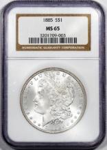 1885 $1 Morgan Silver Dollar Coin NGC MS65