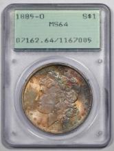 1885-O $1 Morgan Silver Dollar Coin PCGS MS64 Old Green Holder Amazing Toning