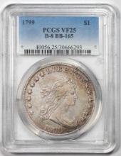 1799 B-8 BB-165 $1 Draped Bust Silver Dollar Coin PCGS VF25