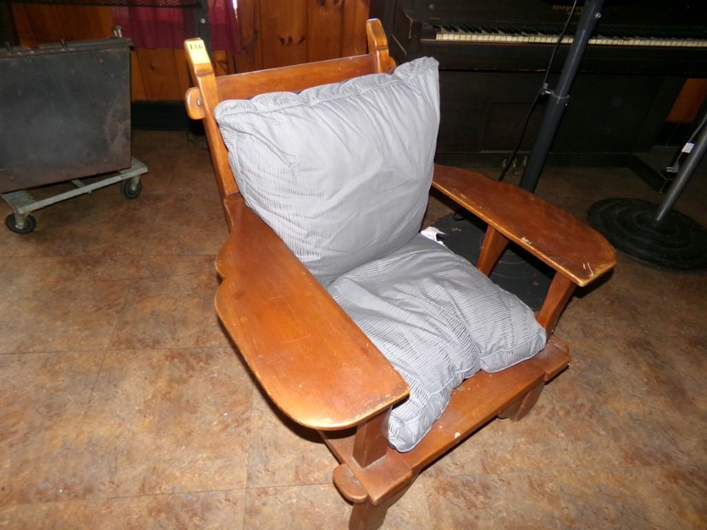 Wood and Cushioned Chair with Reversable Cuxhions
