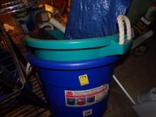 (2) Heavy Duty 19 Gal. Tubs with Tarps and Moving Blanket